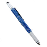 Maxbell Multitool Tech Tool Pen Gift Pen for Men Level Gauge Touch Screen Stylus Ruler Blue