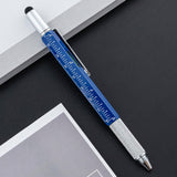 Maxbell Multitool Tech Tool Pen Gift Pen for Men Level Gauge Touch Screen Stylus Ruler Blue