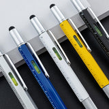 Maxbell Multitool Tech Tool Pen Gift Pen for Men Level Gauge Touch Screen Stylus Ruler White