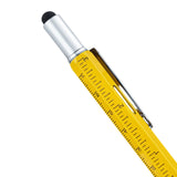 Maxbell Multitool Tech Tool Pen Gift Pen for Men Level Gauge Touch Screen Stylus Ruler Yellow