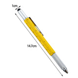 Maxbell Multitool Tech Tool Pen Gift Pen for Men Level Gauge Touch Screen Stylus Ruler Yellow