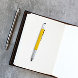 Maxbell Multitool Tech Tool Pen Gift Pen for Men Level Gauge Touch Screen Stylus Ruler Yellow