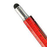 Maxbell Multitool Tech Tool Pen Gift Pen for Men Level Gauge Touch Screen Stylus Ruler Red