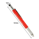 Maxbell Multitool Tech Tool Pen Gift Pen for Men Level Gauge Touch Screen Stylus Ruler Red