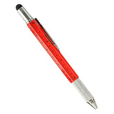 Maxbell Multitool Tech Tool Pen Gift Pen for Men Level Gauge Touch Screen Stylus Ruler Red