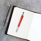 Maxbell Multitool Tech Tool Pen Gift Pen for Men Level Gauge Touch Screen Stylus Ruler Red