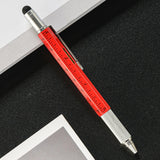Maxbell Multitool Tech Tool Pen Gift Pen for Men Level Gauge Touch Screen Stylus Ruler Red