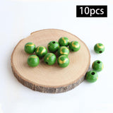 Maxbell 10x Round Beads 16mm Loose Wooden Bead Handmade Pattern Bracelet Art
