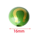 Maxbell 10x Round Beads 16mm Loose Wooden Bead Handmade Pattern Bracelet Art