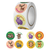 Maxbell 500 Pieces Round Animal Stickers Motivational Stickers 1" for Classroom Style A