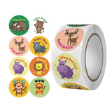 Maxbell 500 Pieces Round Animal Stickers Motivational Stickers 1" for Classroom Style A