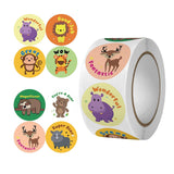 Maxbell 500 Pieces Round Animal Stickers Motivational Stickers 1" for Classroom Style A