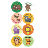 Maxbell 500 Pieces Round Animal Stickers Motivational Stickers 1" for Classroom Style A