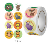 Maxbell 500 Pieces Round Animal Stickers Motivational Stickers 1" for Classroom Style A