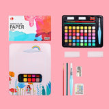 Maxbell Watercolor Paint Set with Paint Brush Art Paper for Children School Supplies pink
