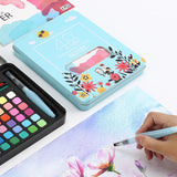 Maxbell Watercolor Paint Set with Paint Brush Art Paper for Children School Supplies blue