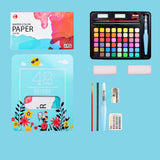 Maxbell Watercolor Paint Set with Paint Brush Art Paper for Children School Supplies blue