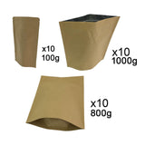 Maxbell 10Pcs Brown Bags Organizer Resealable Pocket Food Pouch for Shop Store Snack 12x19cm