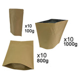 Maxbell 10Pcs Brown Bags Organizer Resealable Pocket Food Pouch for Shop Store Snack 12x19cm