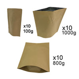 Maxbell 10Pcs Brown Bags Organizer Resealable Pocket Food Pouch for Shop Store Snack 12x19cm