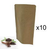 Maxbell 10Pcs Brown Bags Organizer Resealable Pocket Food Pouch for Shop Store Snack 12x19cm