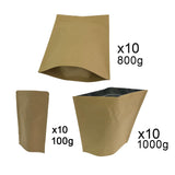 Maxbell 10Pcs Brown Bags Organizer Resealable Pocket Food Pouch for Shop Store Snack 12x19cm