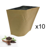 Maxbell 10Pcs Brown Bags Organizer Resealable Pocket Food Pouch for Shop Store Snack 25x32cm