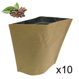 Maxbell 10Pcs Brown Bags Organizer Resealable Pocket Food Pouch for Shop Store Snack 25x32cm