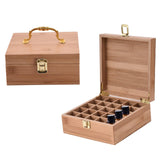 Maxbell Wooden Essential Oil Storage Boxes 25 Slots Portable for Collection Bottles