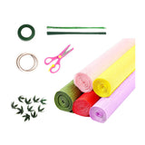 Maxbell Crepe Paper Flower DIY Kits with Floral Stem Wire Gift Wrapping Party Favor Style A