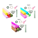 Maxbell Crepe Paper Flower DIY Kits with Floral Stem Wire Gift Wrapping Party Favor Style A