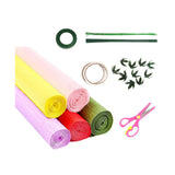 Maxbell Crepe Paper Flower DIY Kits with Floral Stem Wire Gift Wrapping Party Favor Style A