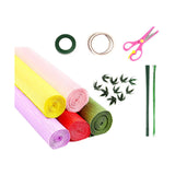 Maxbell Crepe Paper Flower DIY Kits with Floral Stem Wire Gift Wrapping Party Favor Style A