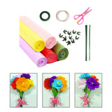 Maxbell Crepe Paper Flower DIY Kits with Floral Stem Wire Gift Wrapping Party Favor Style A