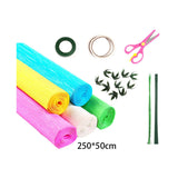 Maxbell Crepe Paper Flower DIY Kits with Floral Stem Wire Gift Wrapping Party Favor Style B