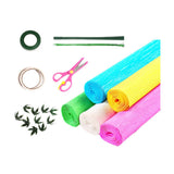 Maxbell Crepe Paper Flower DIY Kits with Floral Stem Wire Gift Wrapping Party Favor Style B