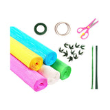 Maxbell Crepe Paper Flower DIY Kits with Floral Stem Wire Gift Wrapping Party Favor Style B