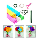 Maxbell Crepe Paper Flower DIY Kits with Floral Stem Wire Gift Wrapping Party Favor Style B