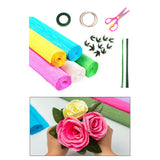Maxbell Crepe Paper Flower DIY Kits with Floral Stem Wire Gift Wrapping Party Favor Style B