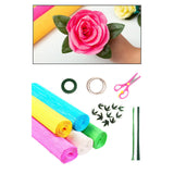 Maxbell Crepe Paper Flower DIY Kits with Floral Stem Wire Gift Wrapping Party Favor Style B