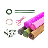 Maxbell Crepe Paper Flower DIY Kits with Floral Stem Wire Gift Wrapping Party Favor Style C