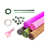Maxbell Crepe Paper Flower DIY Kits with Floral Stem Wire Gift Wrapping Party Favor Style C