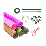Maxbell Crepe Paper Flower DIY Kits with Floral Stem Wire Gift Wrapping Party Favor Style C