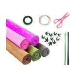 Maxbell Crepe Paper Flower DIY Kits with Floral Stem Wire Gift Wrapping Party Favor Style C