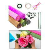 Maxbell Crepe Paper Flower DIY Kits with Floral Stem Wire Gift Wrapping Party Favor Style C