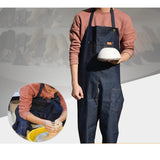 Maxbell Fashion Pottery Denim Split Leg Apron Adjustable Neck Strap for Artist Yard