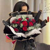 Maxbell 20x Flower Wrapping Paper Waterproof Jelly Film Equipment Decor for Bouquet Black