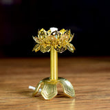 Maxbell Butter Lamp Wick Holder Telescopic Alloy Lotus Flower Oil Lamp Holder Temple