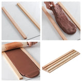 Maxbell 6x Lightweight Measuring Dough Strips Mudboard Wooden Rolling Pin Guides