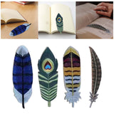 Maxbell Handmade Embroidered Bookmark Artistic Feather Bookmarks for School Supplies Blue
